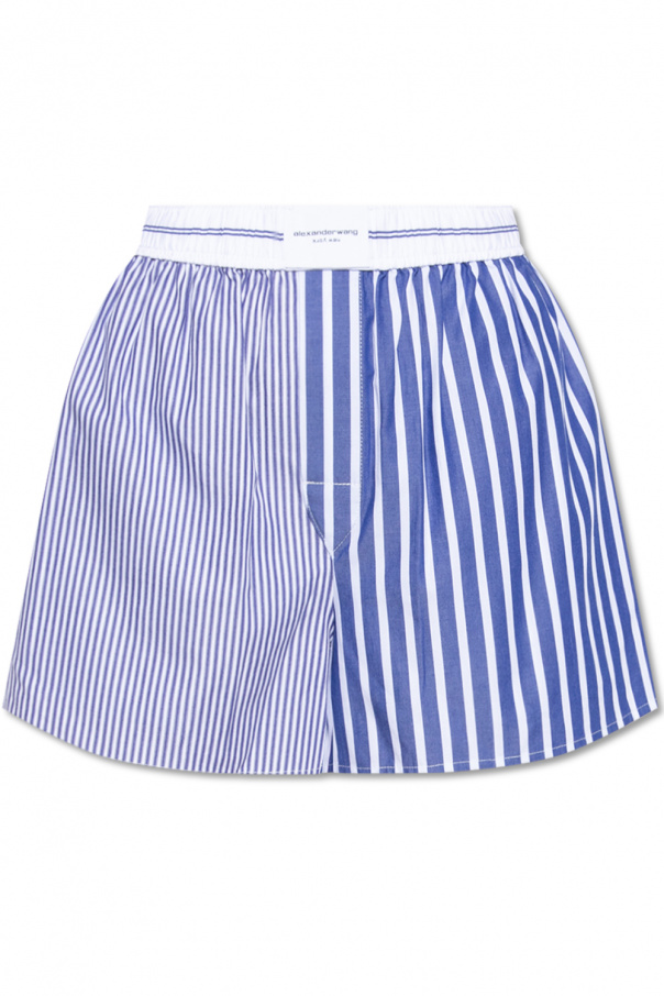 ワンピース Alexander Wang Short Striped Overalls Alexander Wang Short Striped Overalls In Azure | ModeSens